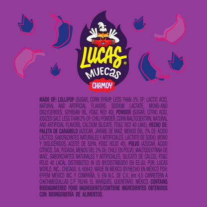 Lucas Muecas Chamoy Lollipops – Kids Party Candy Pack for Piñata Stuffing and Treat Bags, 10 Count