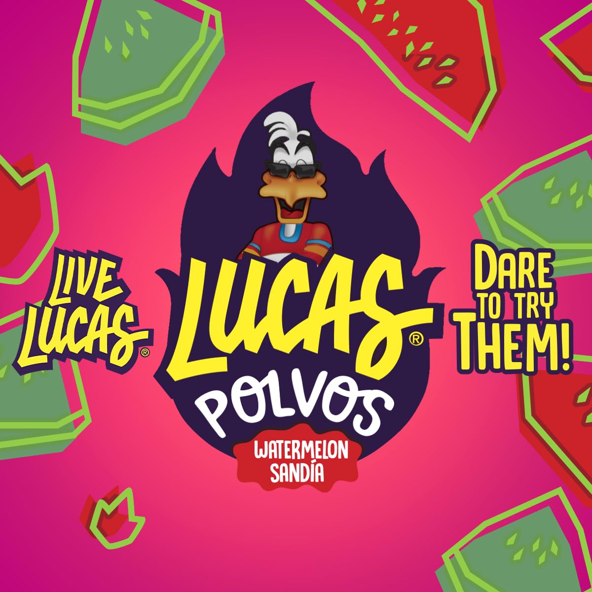 Lucas Powder Watermelon Flavored Candy – Kids' Birthday Party Goody Bag Stuffer, 10 Pack of 0.71oz Bottles