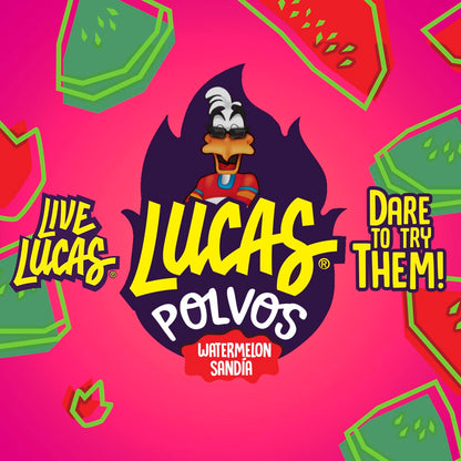 Lucas Powder Watermelon Flavored Candy – Kids' Birthday Party Goody Bag Stuffer, 10 Pack of 0.71oz Bottles