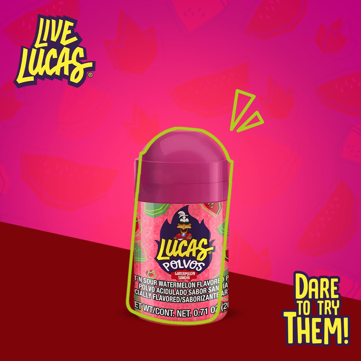 Lucas Powder Watermelon Flavored Candy – Kids' Birthday Party Goody Bag Stuffer, 10 Pack of 0.71oz Bottles
