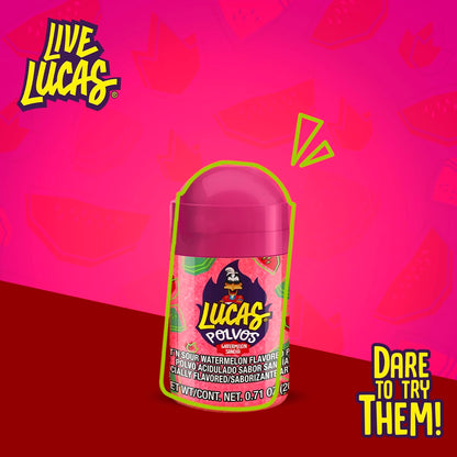 Lucas Powder Watermelon Flavored Candy – Kids' Birthday Party Goody Bag Stuffer, 10 Pack of 0.71oz Bottles