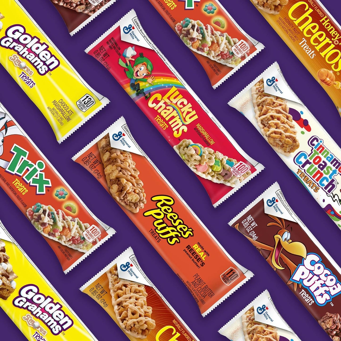 Lucky Charms Breakfast Cereal Treat Bars – Lunchbox Snack for School-Age Kids, Individually Wrapped Value Pack of 16
