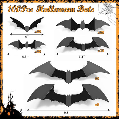 LUDILO 3D Bat Wall Stickers – Safe Playroom Decoration for Kids Halloween Party