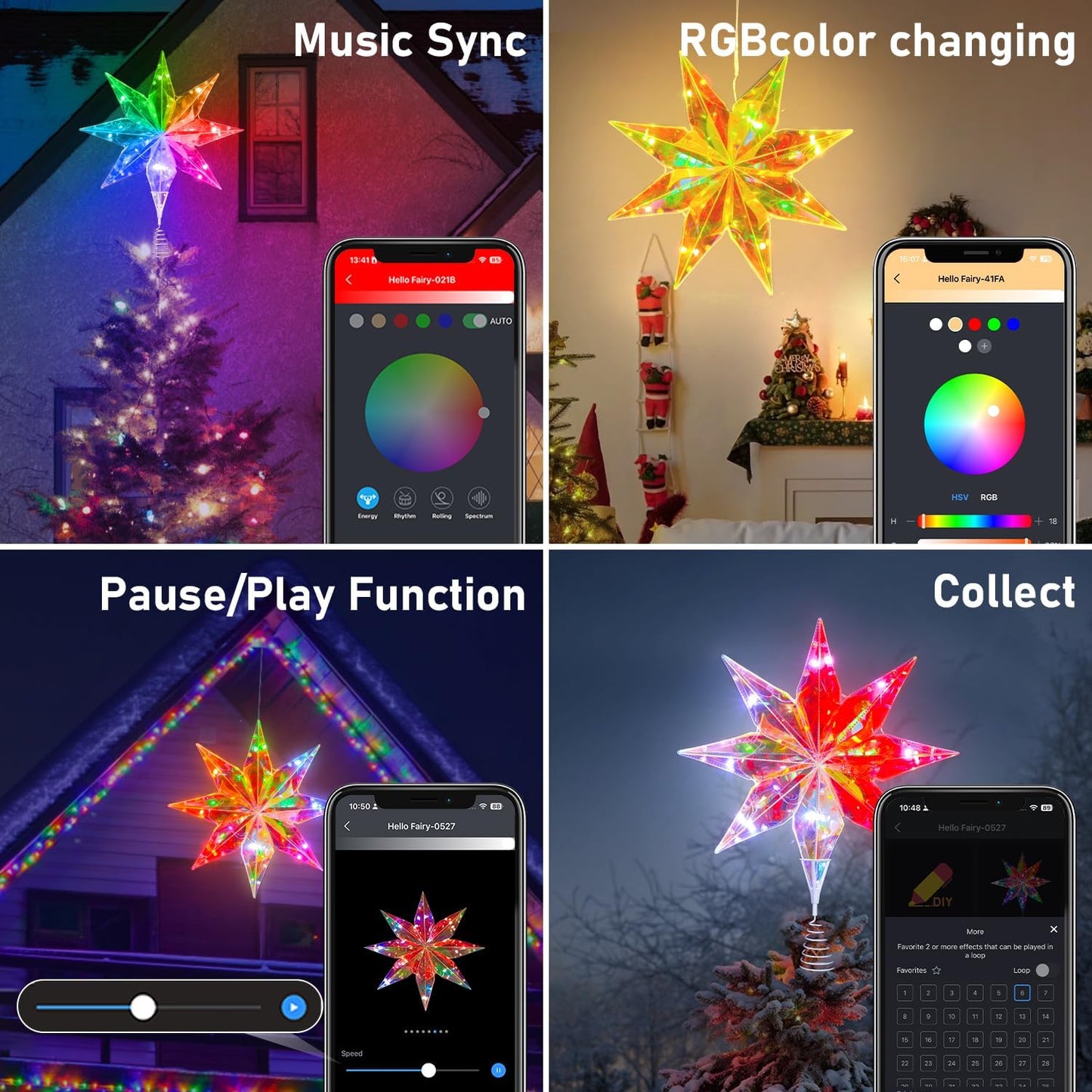 LumaGlow Holographic Star Topper – Thoughtful Christmas Gift for Mom, Smart App-Controlled Holiday Decor