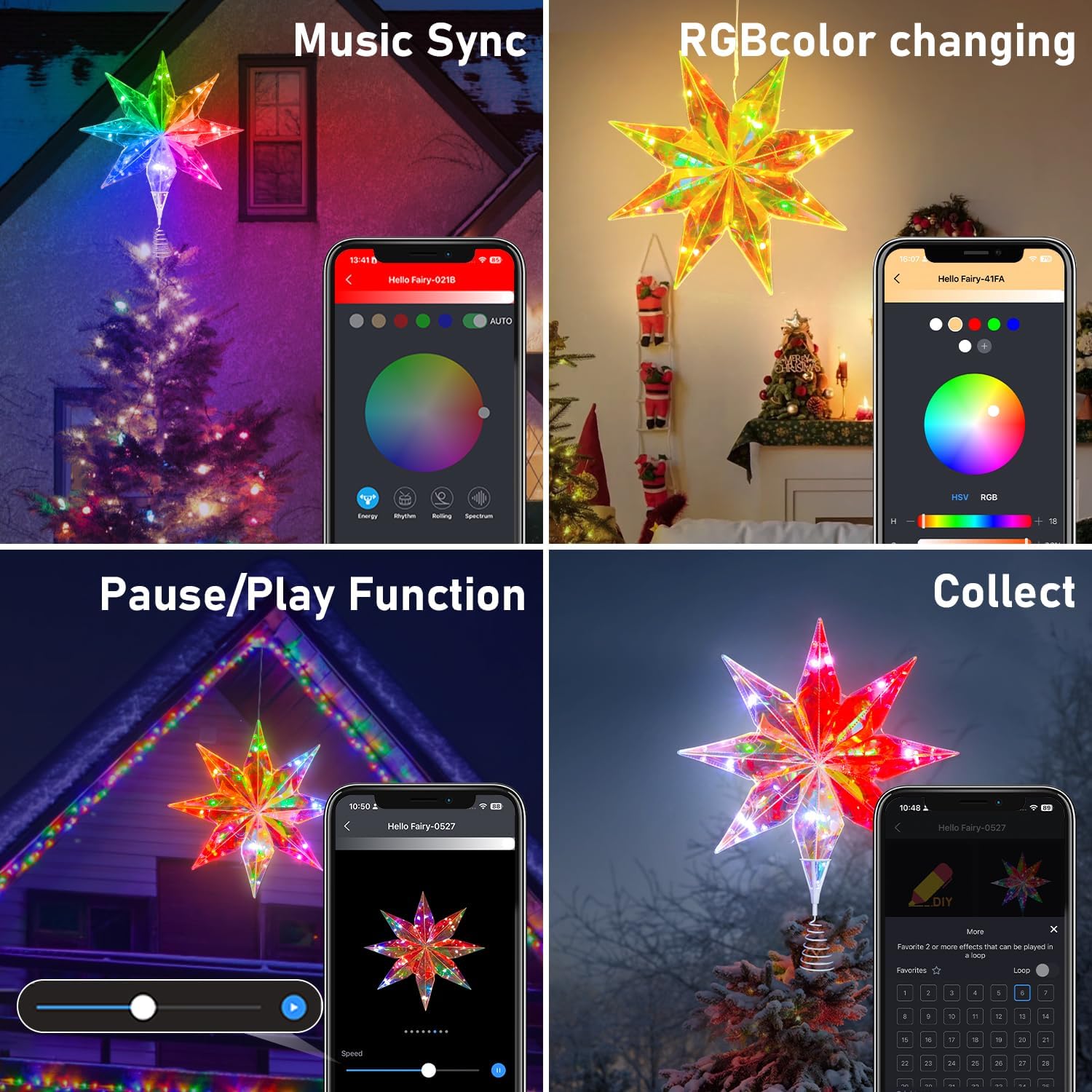 LumaGlow Holographic Star Topper – Thoughtful Christmas Gift for Mom, Smart App-Controlled Holiday Decor