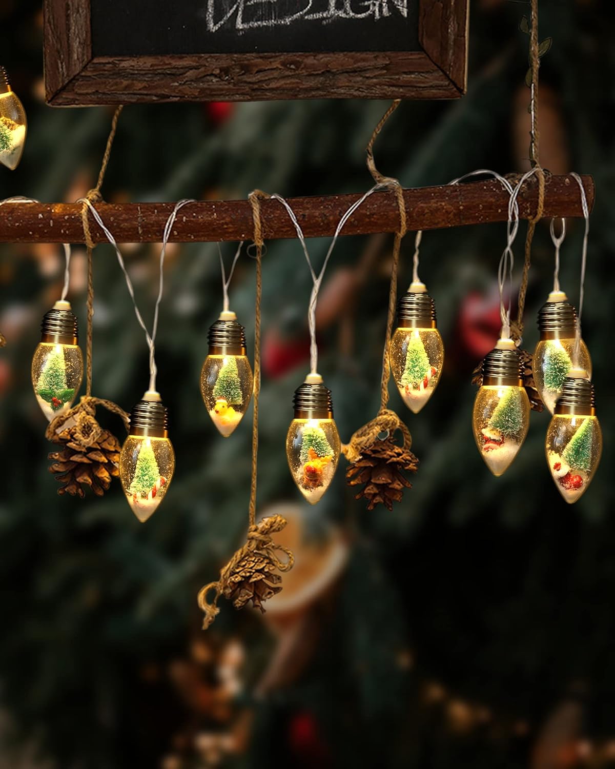 LumaGlow Snow Globe String Lights – Child Safe Acrylic Bulbs for Nursery, Playroom and Kids Bedroom Holiday Glow