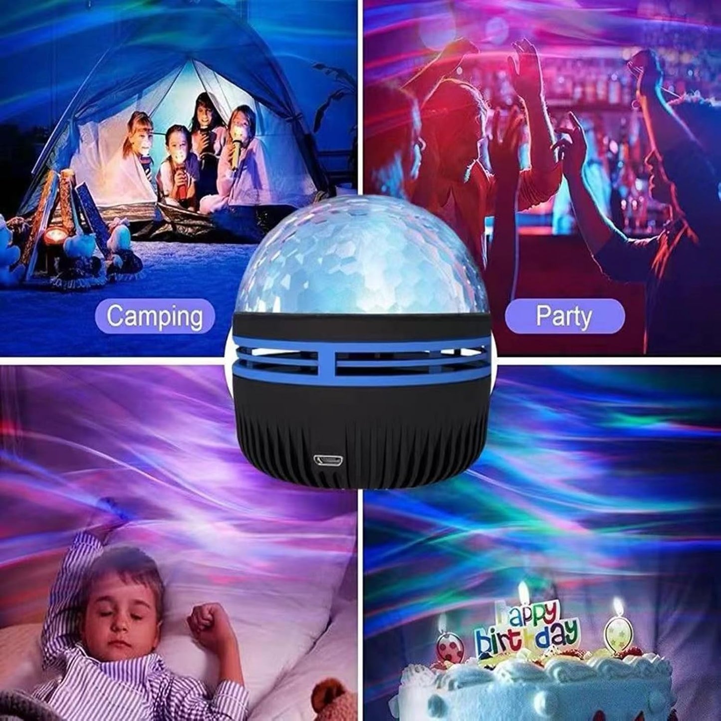 LUMENA Modern Round Aurora Projector – Ambient RGB Mood Lamp for Bedroom and Living Room Decor with Dual Patterns
