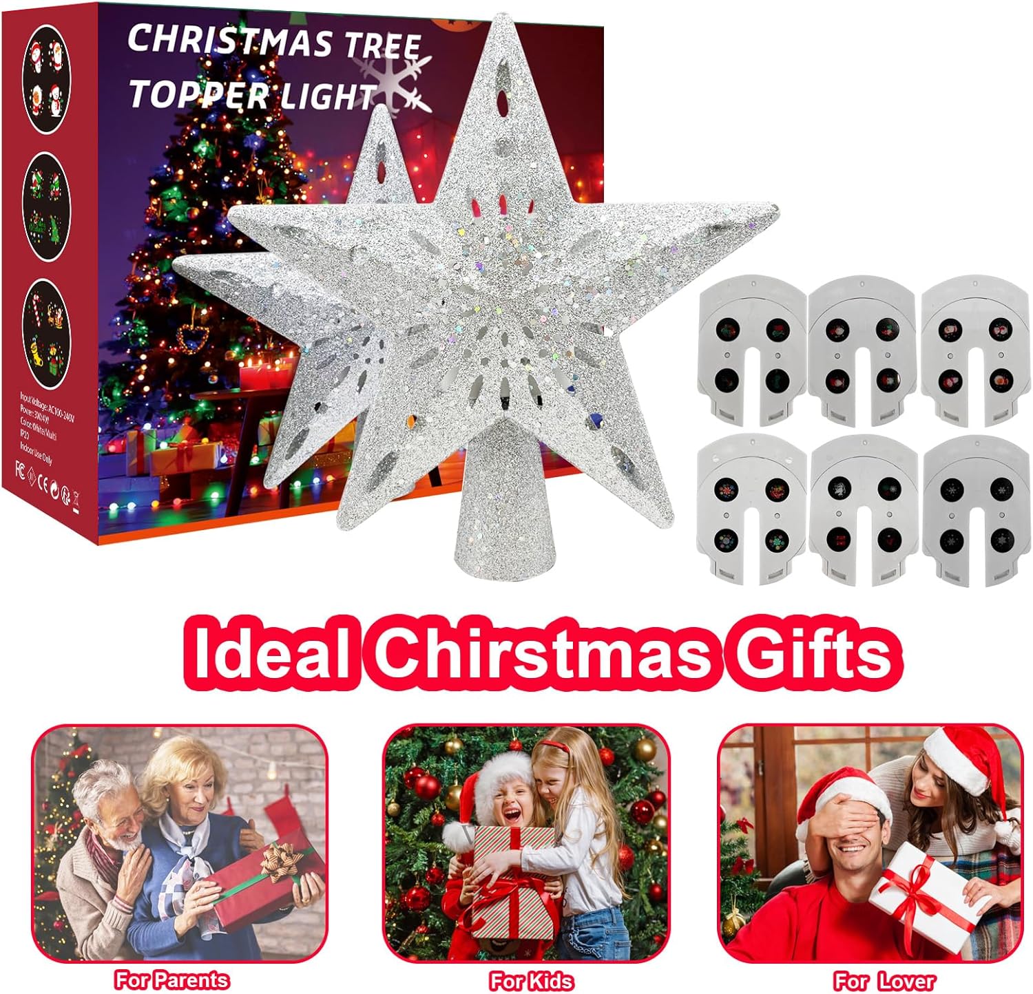 Lumichroma Christmas Tree Topper Projector – Living Room Centerpiece with Ceiling Light Show