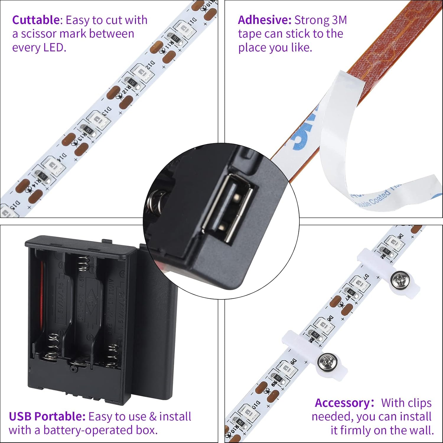 Lumify Home Safe Black Light Strip for Playroom, 5V Low Voltage UV LED for Kids' Birthday