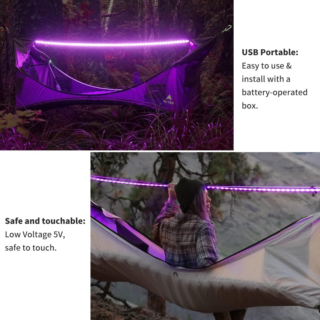 Lumify Home Safe Black Light Strip for Playroom, 5V Low Voltage UV LED for Kids' Birthday