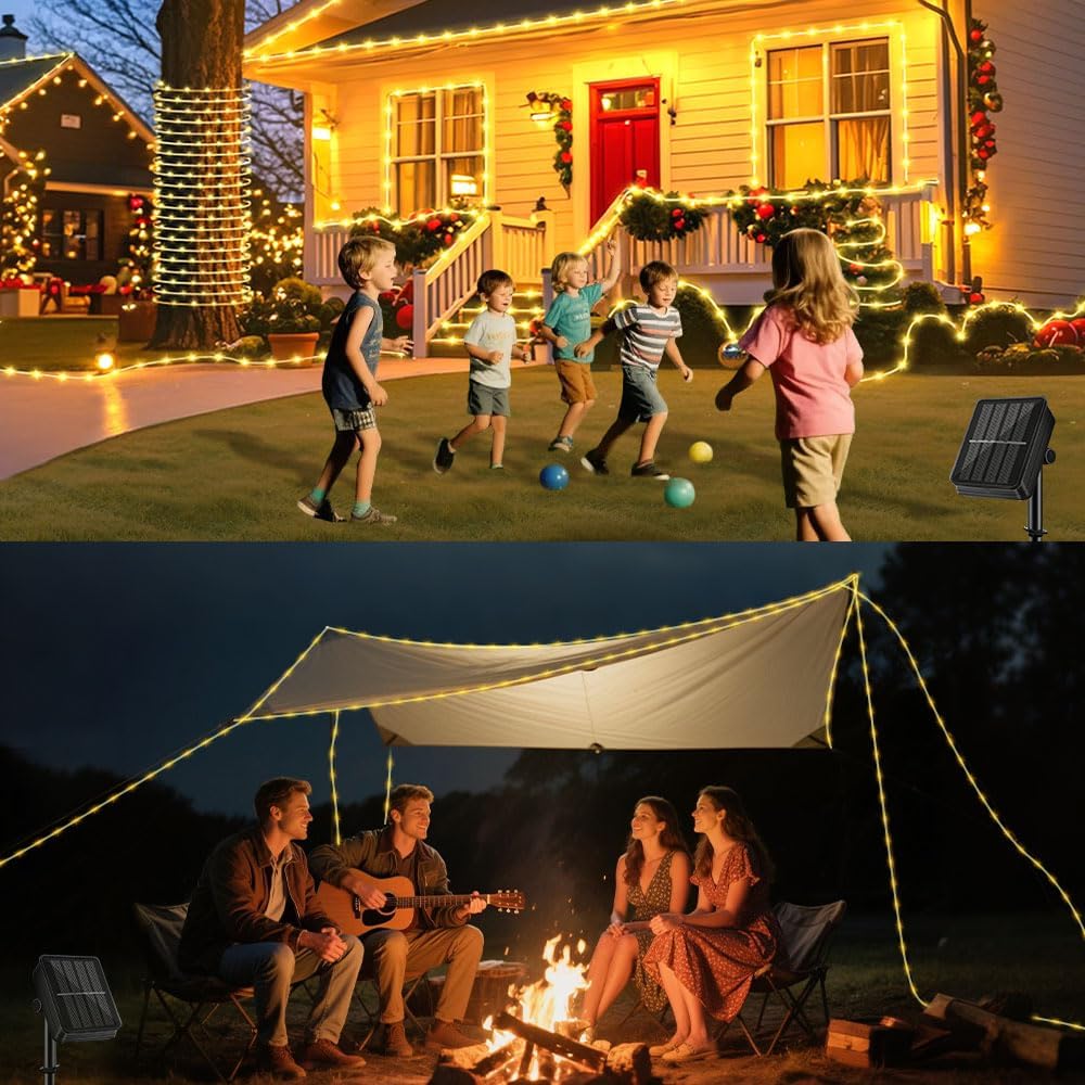 Lumify Solar Rope Light 39FT Warm White Flexible Tube for Cozy Living Room Aesthetic and Indoor Ambiance