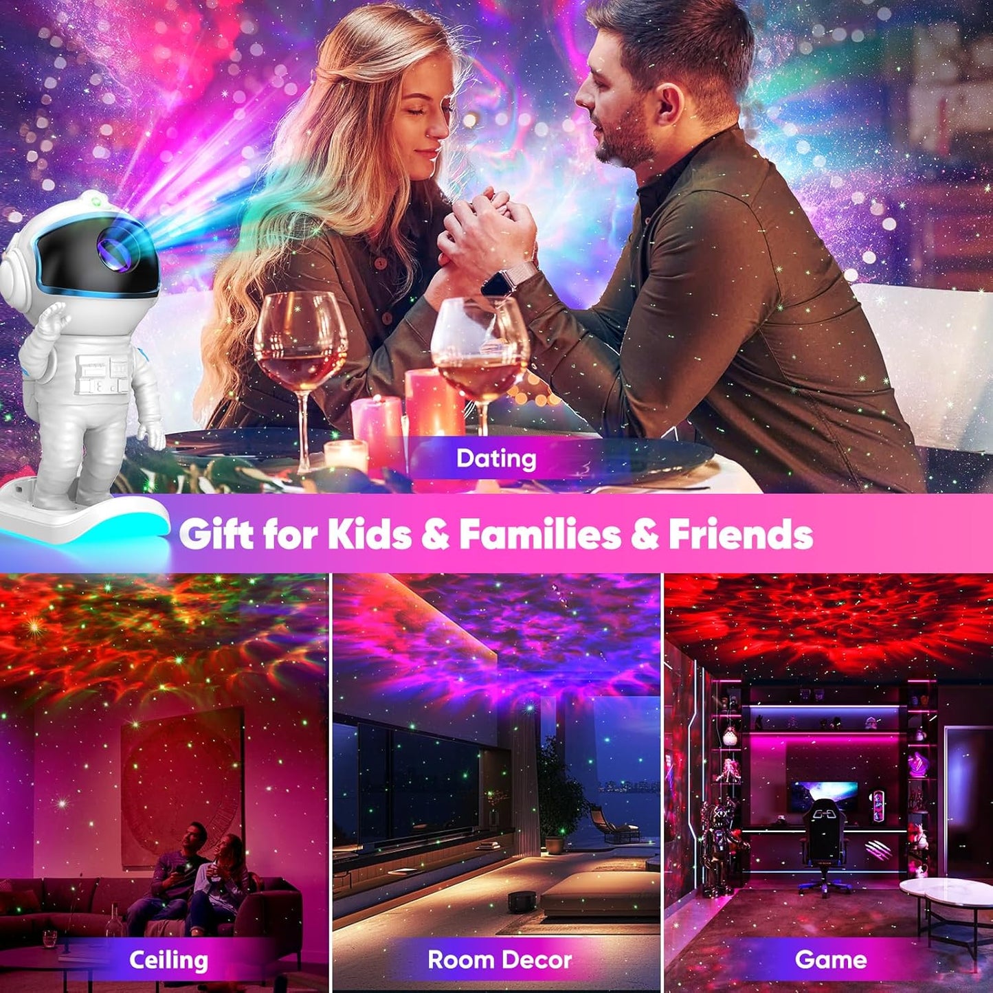 LumiGalaxy Galaxy Night Light for Kids Room – Child-Friendly Nebula Ceiling Lamp, Educational Solar System Light for Playroom