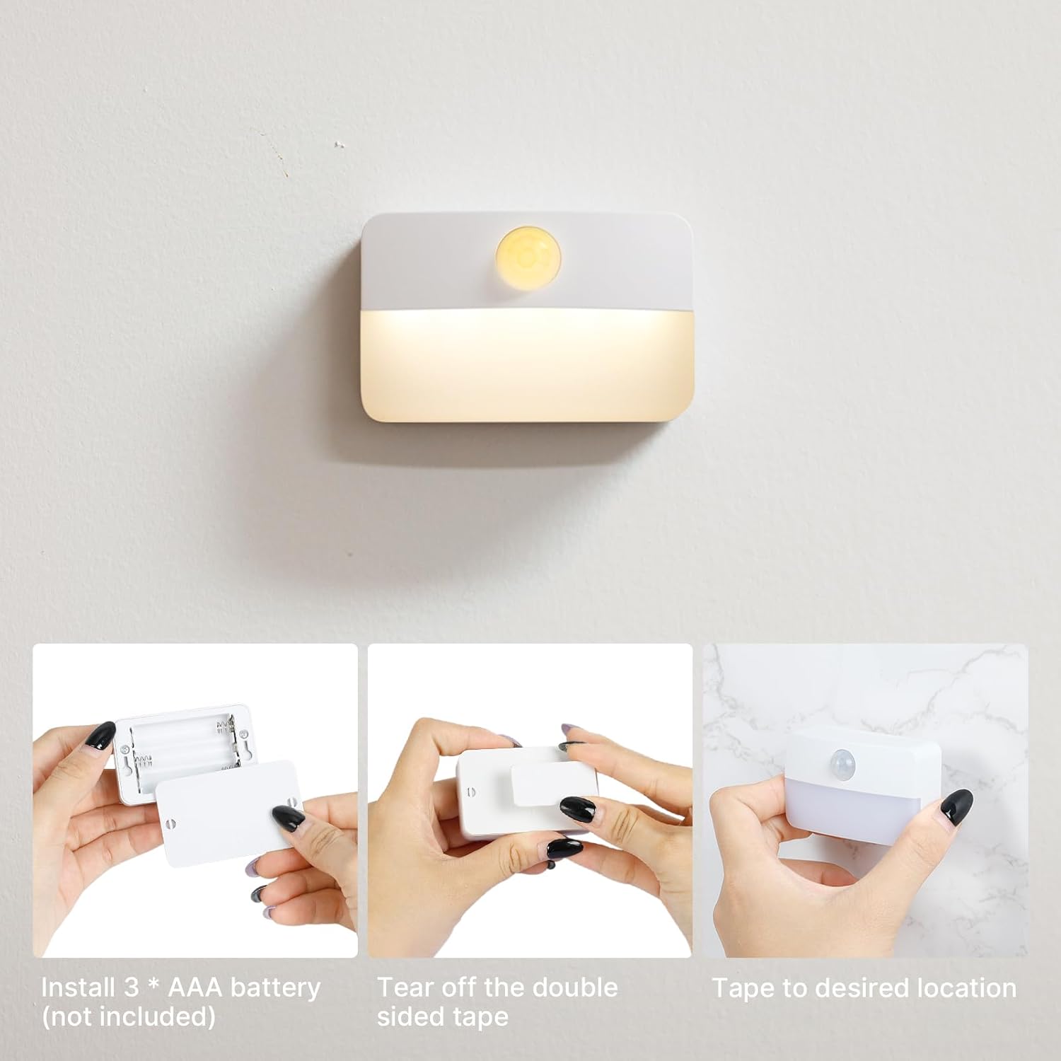 LumiGuard Decor Motion Light – Warm 3000K Glow for Bedroom Ambiance, Stylish Stick On LED Lamp