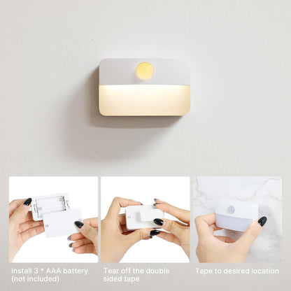 LumiGuard Decor Motion Light – Warm 3000K Glow for Bedroom Ambiance, Stylish Stick On LED Lamp