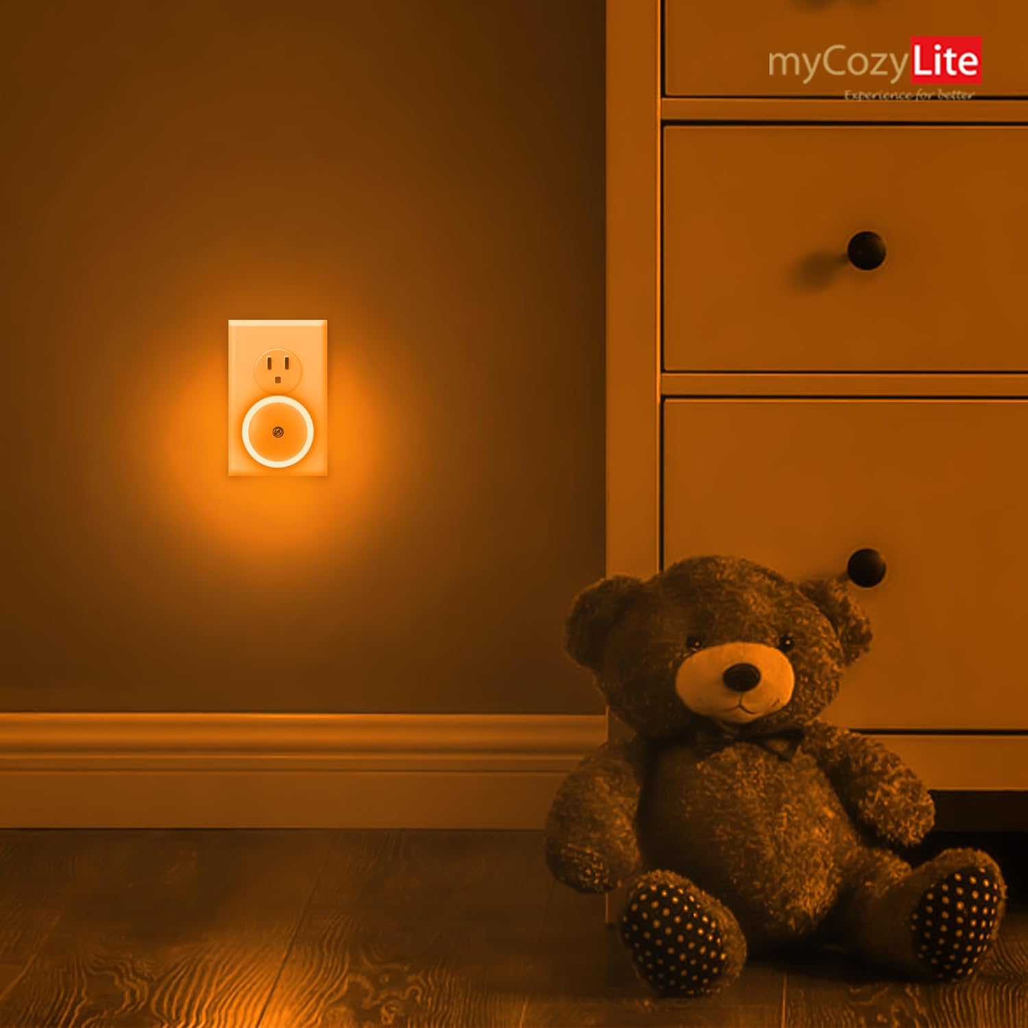 Lumina Kids Night Light – Cool-Touch Amber Plug-In for Nursery and Toddler Room, Dusk to Dawn