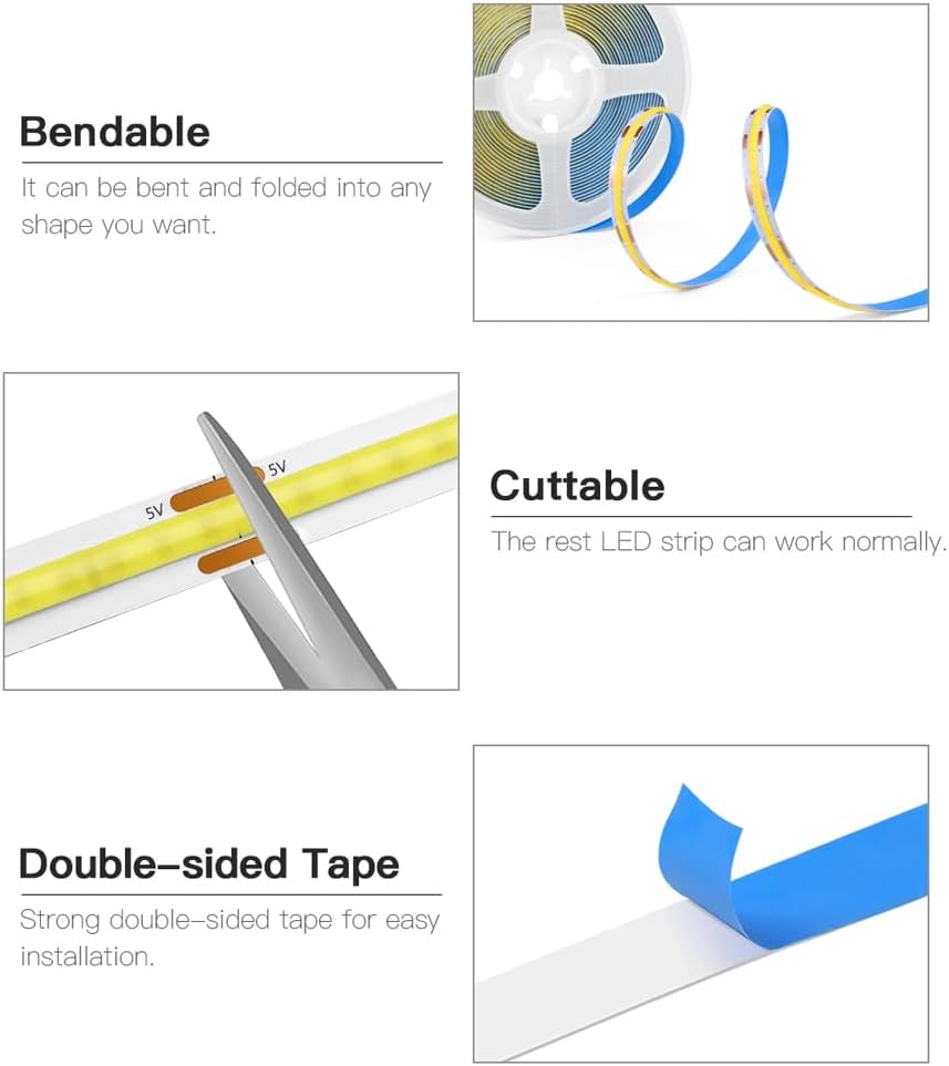 Luminara USB COB LED Strip – Safe Plug-in Nightlight for Kids' Bedrooms and Playrooms
