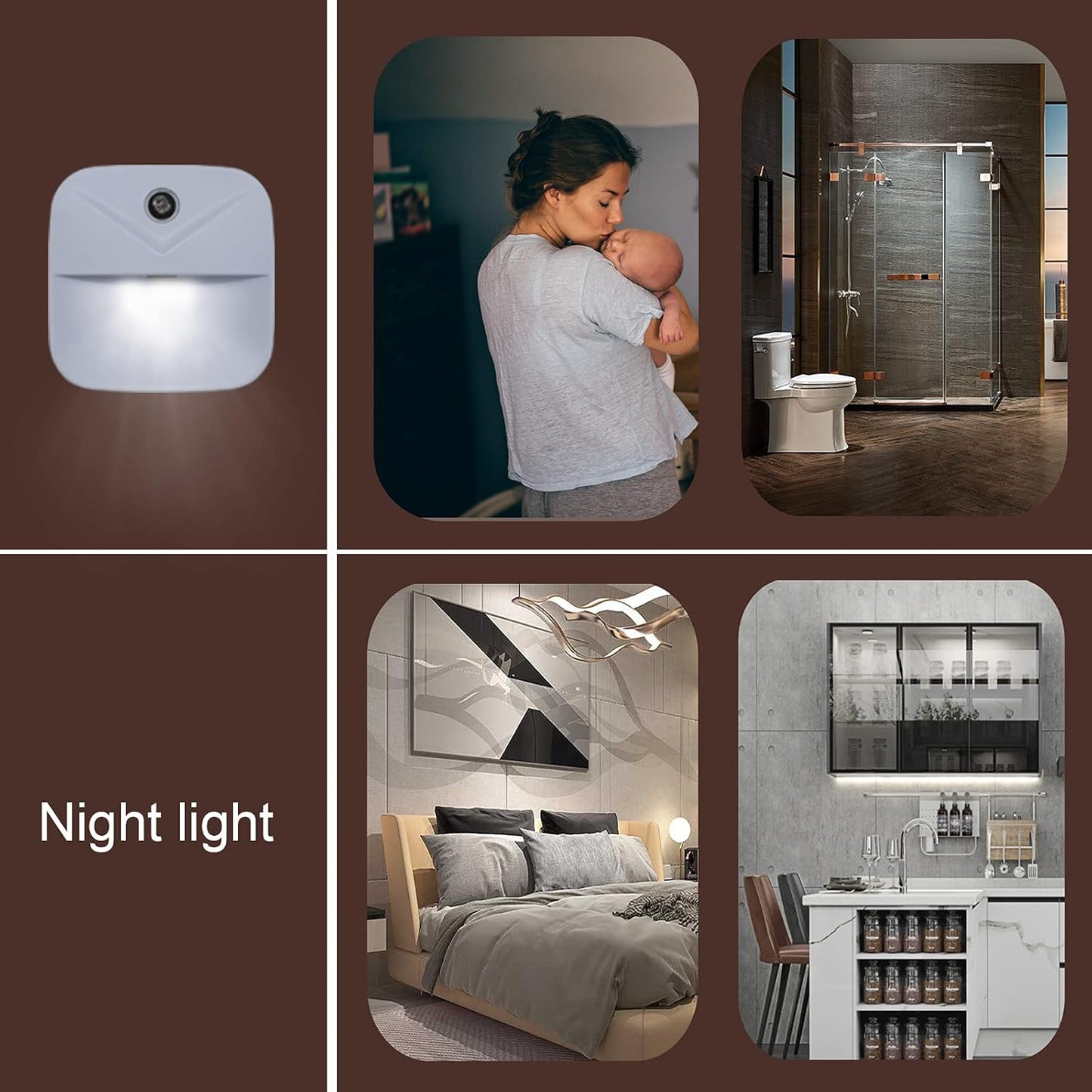 LuminAura 6-Pack Minimalist Plug in Night Light, 0.4W LED with Auto Dusk to Dawn Sensor for Uncluttered Modern Homes