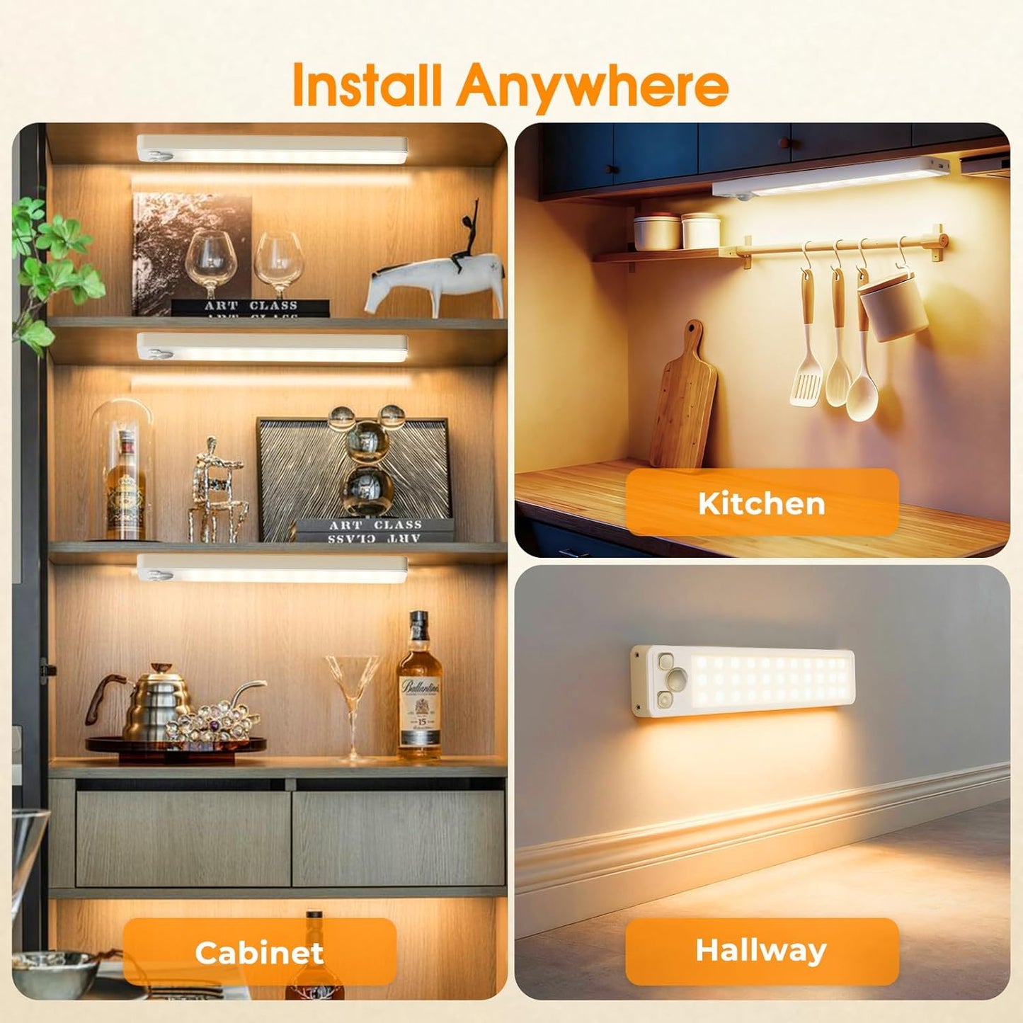 LuminBeam Cordless Cabinet Light – Clutter-Free Kitchen Counter Illumination with Hidden Magnetic Mount, 0.6 inch Slim