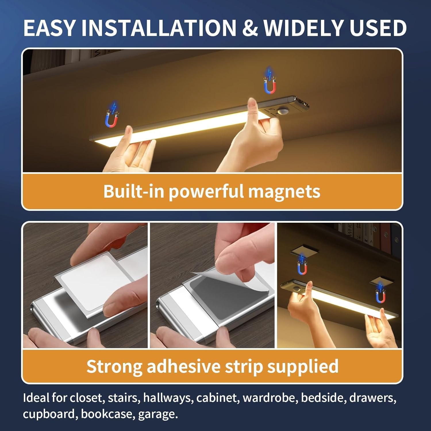 LuminEdge Motion Sensor Light – Brushed Metallic LED Bar for Cozy Living Room Ambiance and Under Cabinet Glow
