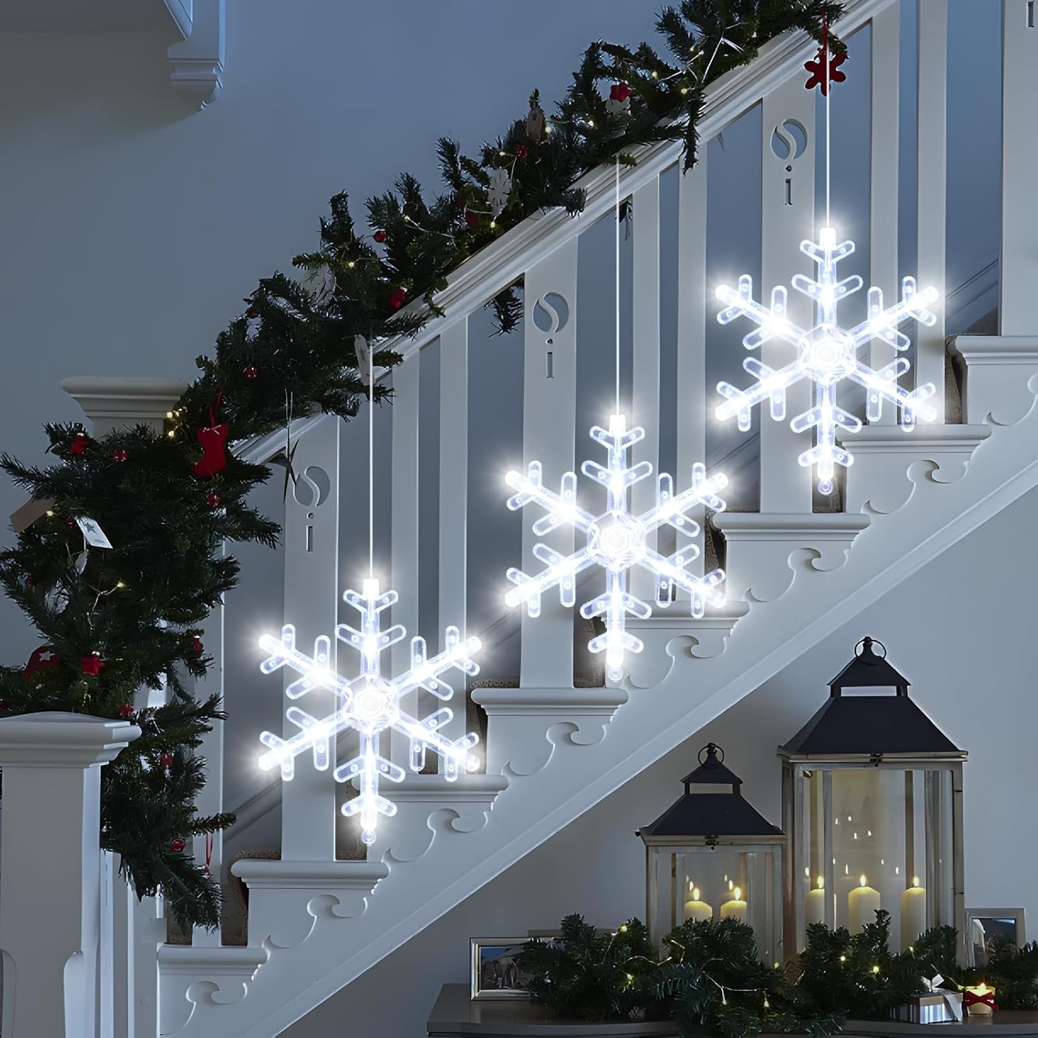 LuminGlow Flameless Snowflake Window Lights – Safe Holiday Glow for Homes with Kids, Pets & Curious Toddlers