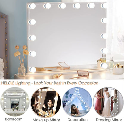LuminGlow Premium Vanity Light Set – High End Hollywood Style Makeup Lighting, 14 LED Bulbs with PC Lampshade Finish
