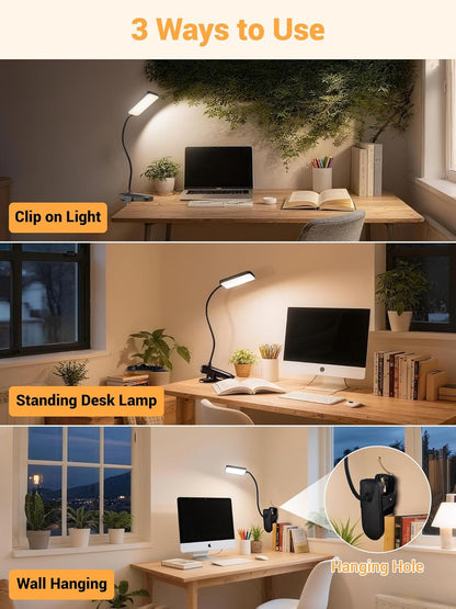 LuminGlow Pro Clip Lamp – Child Safe Bedside Lamp for Shared Bedroom and Bunk Bed, No Heat No Flicker LED
