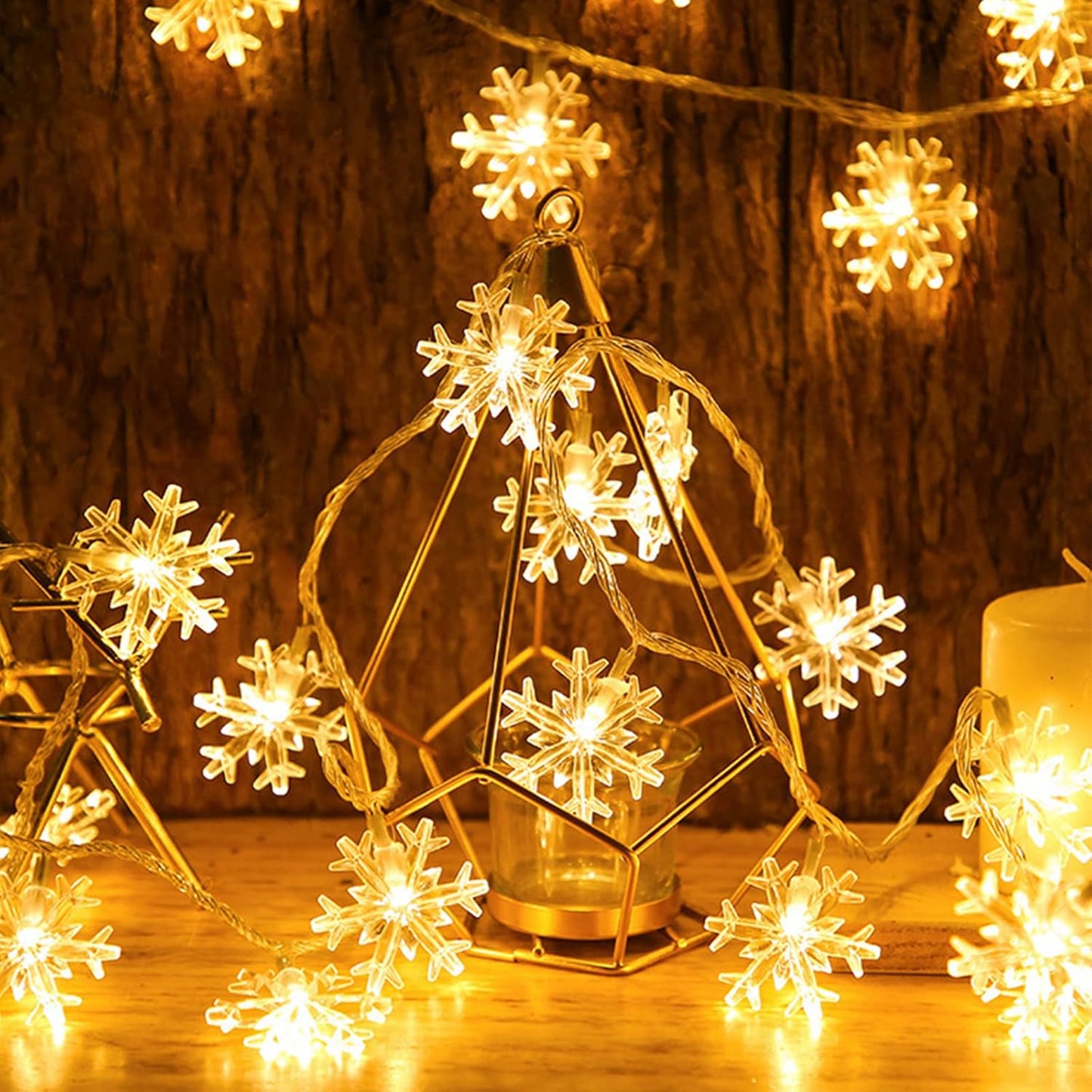 LuminGlow Snowflake Lights – Thoughtful Birthday Gift for Her, Battery Operated Bedroom String Lights for Women