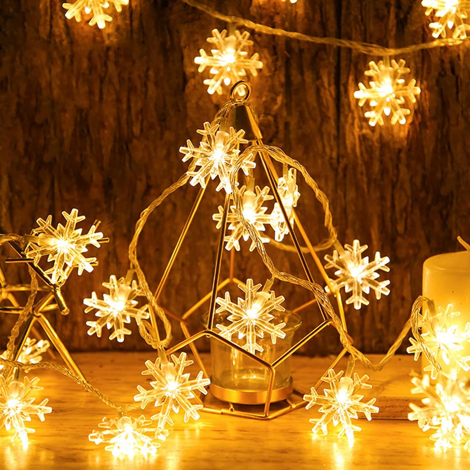 LuminGlow Snowflake Lights – Thoughtful Birthday Gift for Her, Battery Operated Bedroom String Lights for Women