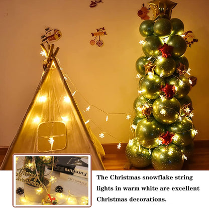 LuminGlow Snowflake Lights – Thoughtful Birthday Gift for Her, Battery Operated Bedroom String Lights for Women