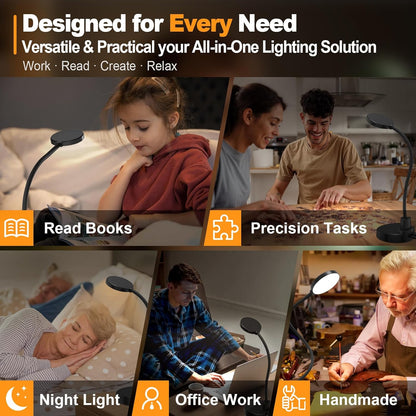 LUMINOAK SafeBeam LED Desk Lamp – Child-Friendly Study Light with Cool-Touch Base and Auto Shutoff for Kids' Rooms