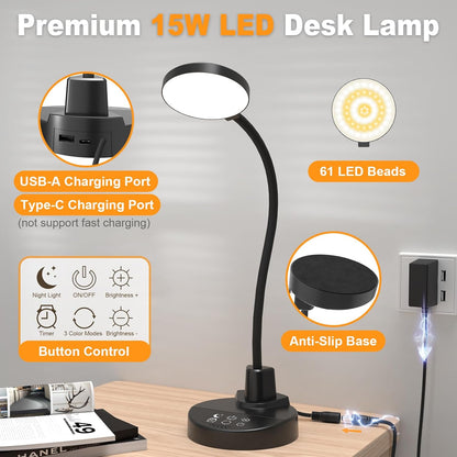 LUMINOAK SafeBeam LED Desk Lamp – Child-Friendly Study Light with Cool-Touch Base and Auto Shutoff for Kids' Rooms