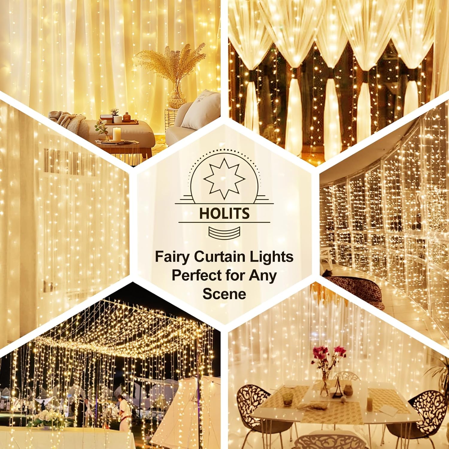 Luminos Glow LED Curtain String Lights – Romantic Canopy Bed Backdrop for Living Room Aesthetic