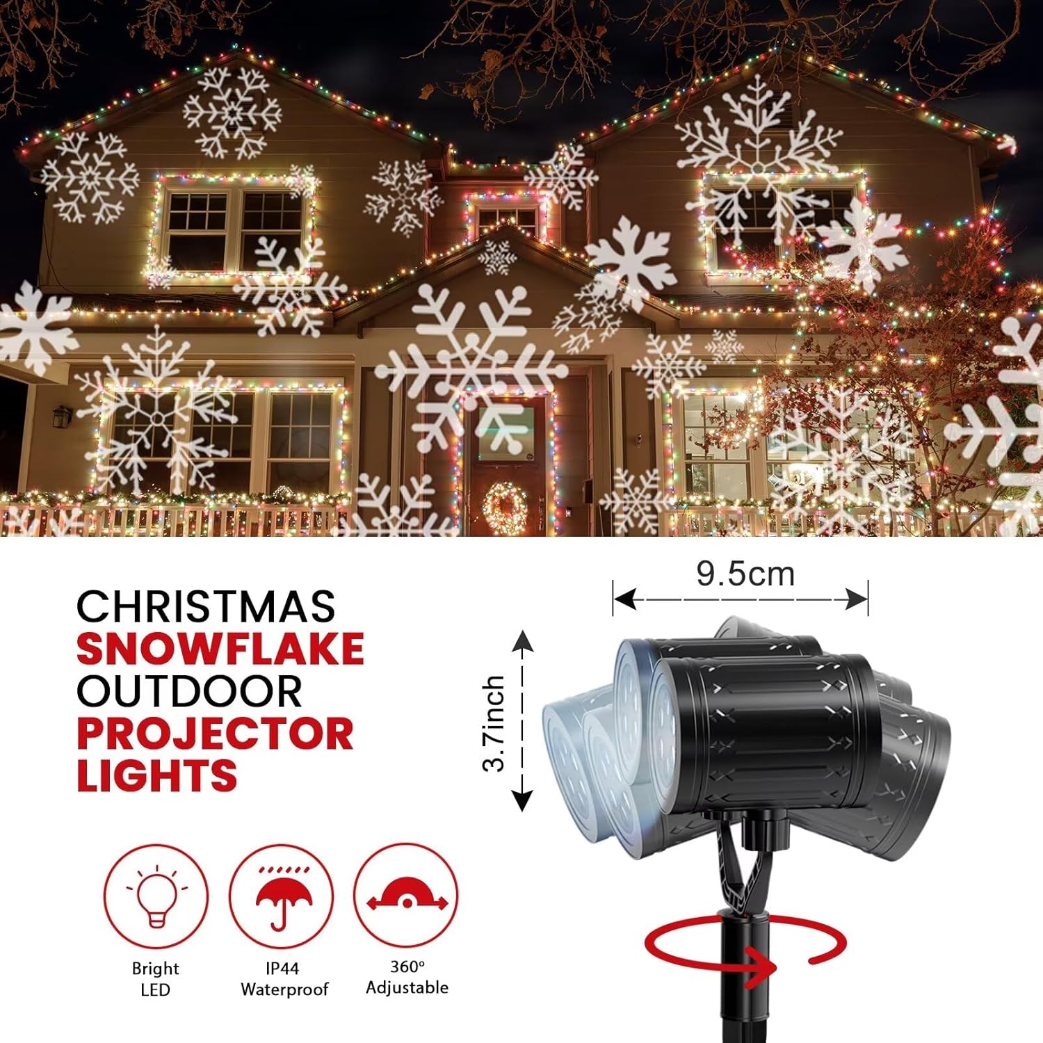 LUMINOUS Winters Night Snowflake Projector – Cozy Housewarming Gift for Her, Festive Holiday Yard Decoration