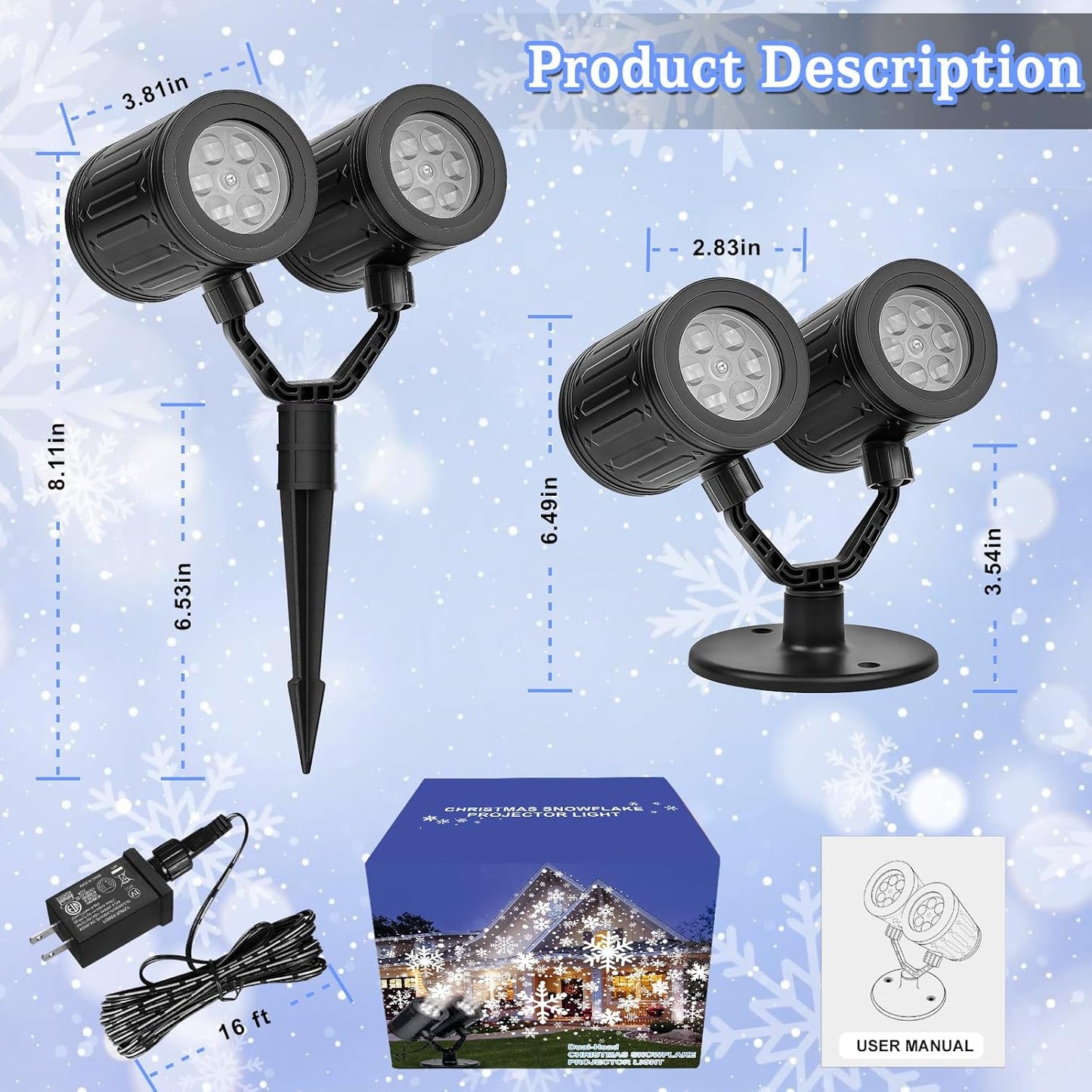 LUMIORA WinterGlow Snowflake Projector – Flameless Smokeless Holiday Lighting, Safe Around Kids and Pets