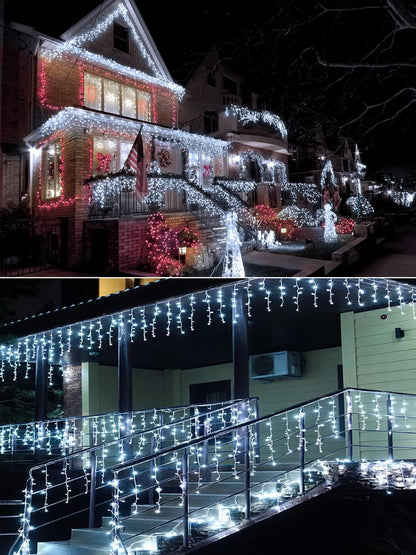 Lumivox Icicle Lights – Flameless 29V Cool-to-Touch Strand for Family Living Room and Sleep-Safe Holiday Glow