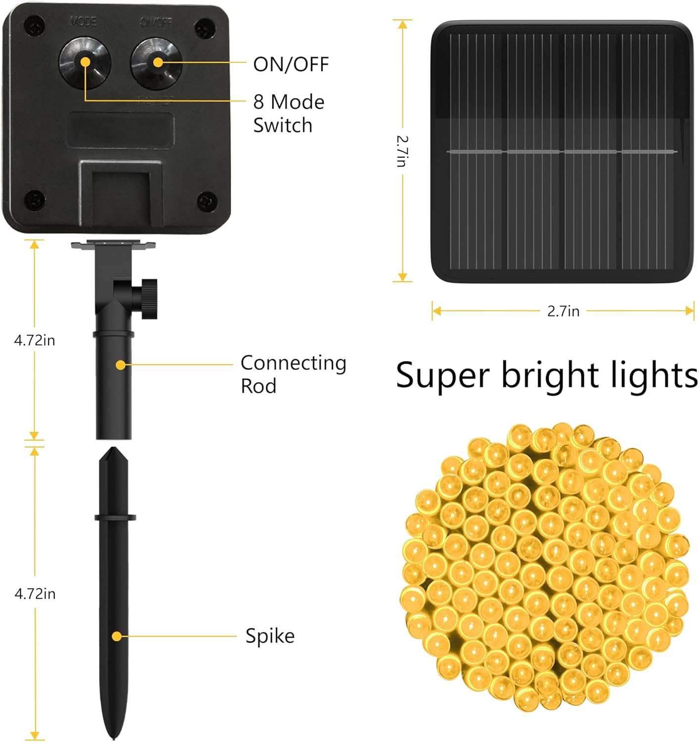 Lumivox Solar String Lights – 8 Modes Warm White Glow for Bedroom, Living Room, and Cozy Home Aesthetic