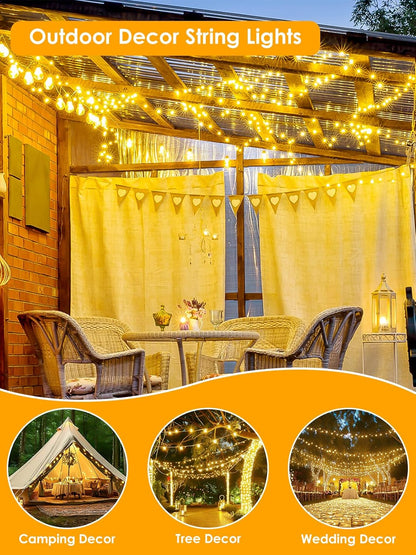 LumiWeave LED Fairy Lights Plug in 66ft – Cuttable Copper Wire String Lights for Bedroom Decor, 8 Modes Warm White Twinkle Lights Living Room Aesthetic