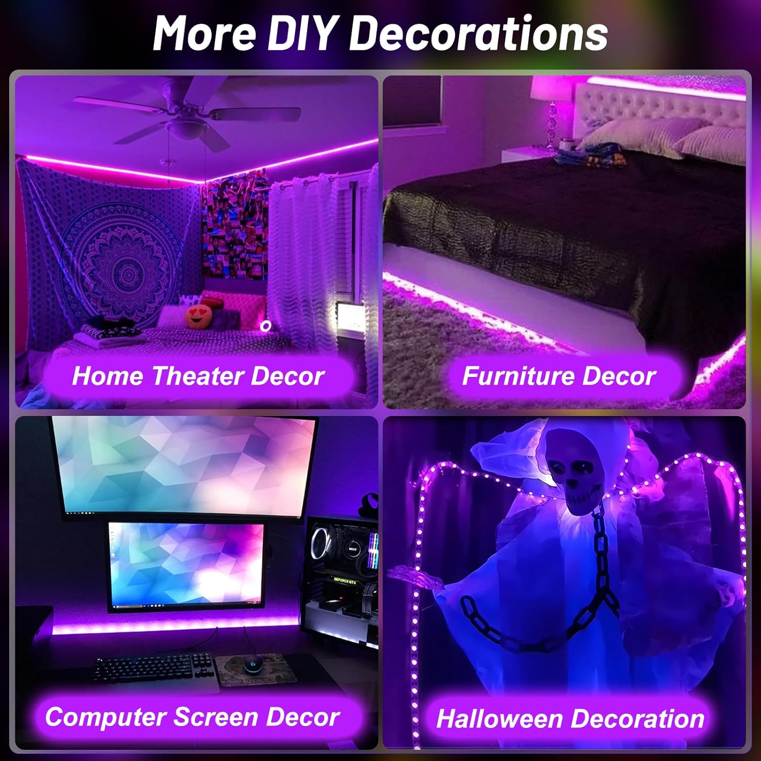 LumoGlow Black Light Strip – Birthday Gift for Him, Glow Decor for Bedrooms and Game Rooms