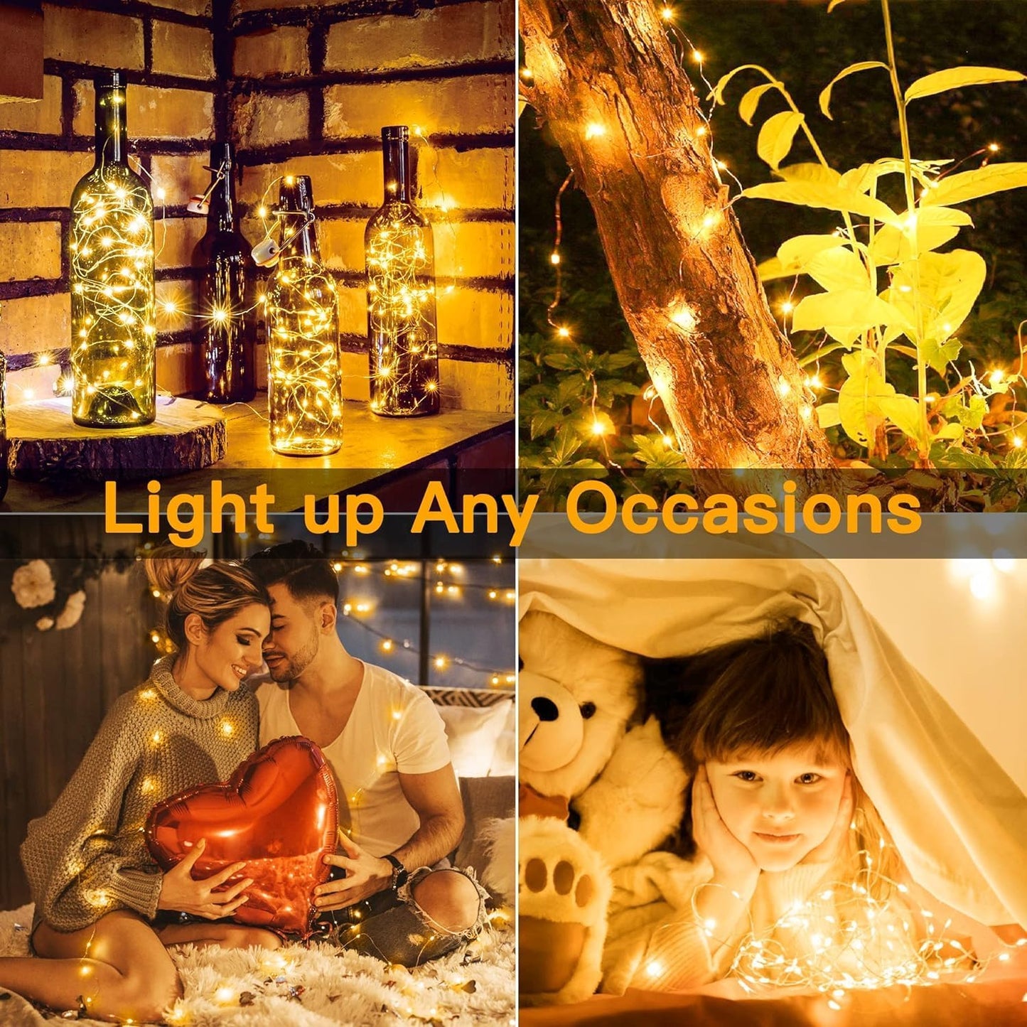 Lumoonos Fairy Lights – Flameless Bedside Lighting Safe for Kids, Pets, and Restless Sleepers