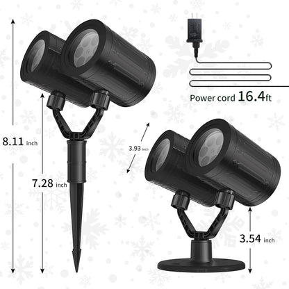 Lumora Glow Dual-Head Snowfall Projector – All-Weather Patio and Garden Display for Winter Gatherings