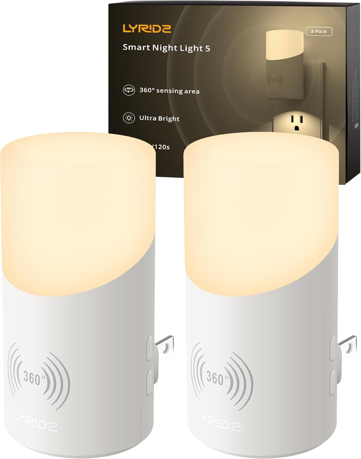 Lyridz Cylindrical Dual Light Nightlight – Modern 2700K Warm Glow for Bedroom Decor and Living Room Ambiance
