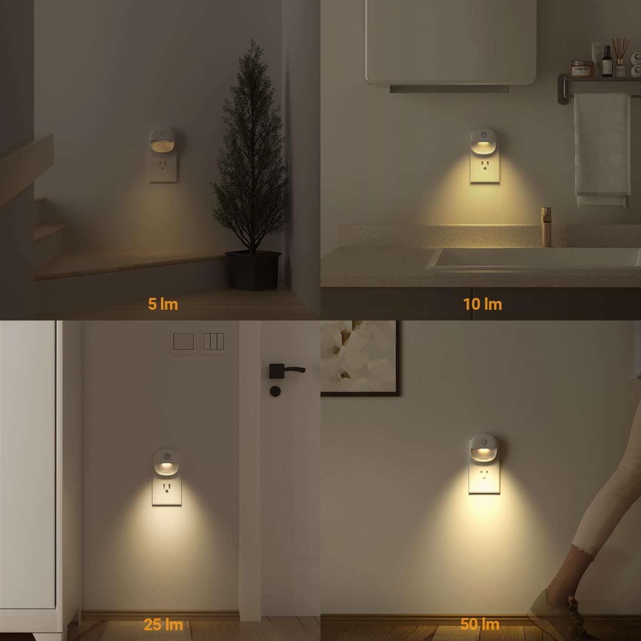 Lyridz Plug-in Night Light – Fall Prevention for Elderly on Stairs and Hallways, Motion Activated Warm Glow