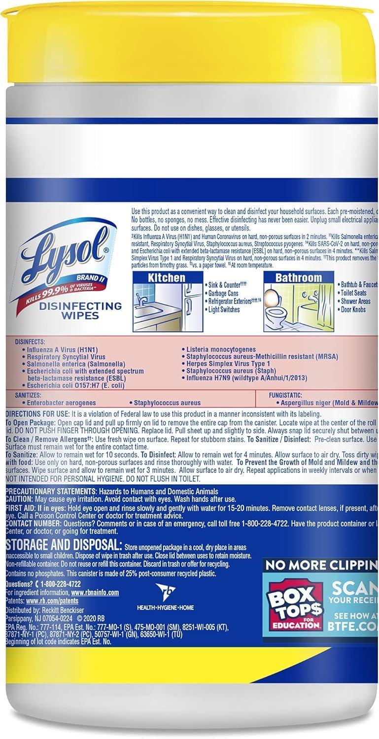 Lysol Disinfecting Wipes Bundle – Thoughtful Housewarming Gift for New Apartment Owners, Ready-to-Use All-Purpose Cleaning Set, 80 Count