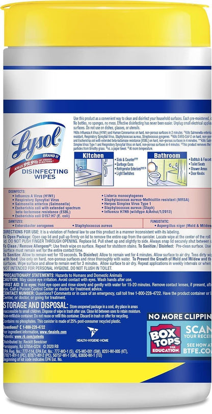 Lysol Disinfecting Wipes Bundle – Thoughtful Housewarming Gift for New Apartment Owners, Ready-to-Use All-Purpose Cleaning Set, 80 Count