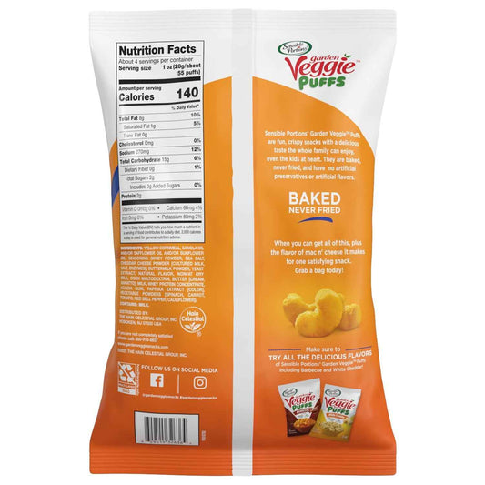 Sensible Portions Garden Veggie Mac & Cheese Puffs, 3.75 oz – Diet-Friendly Crunch Snack for Weight Loss Maintainers