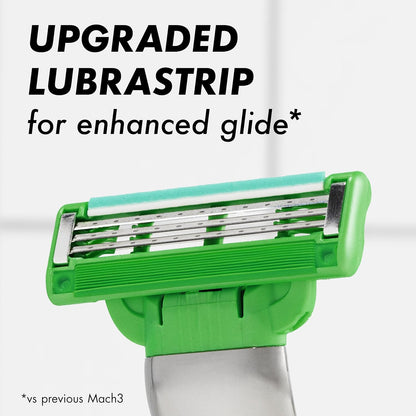 mach3-compatible handle that accepts all mach3 cartridge refills, 1 handle plus 5 refills included