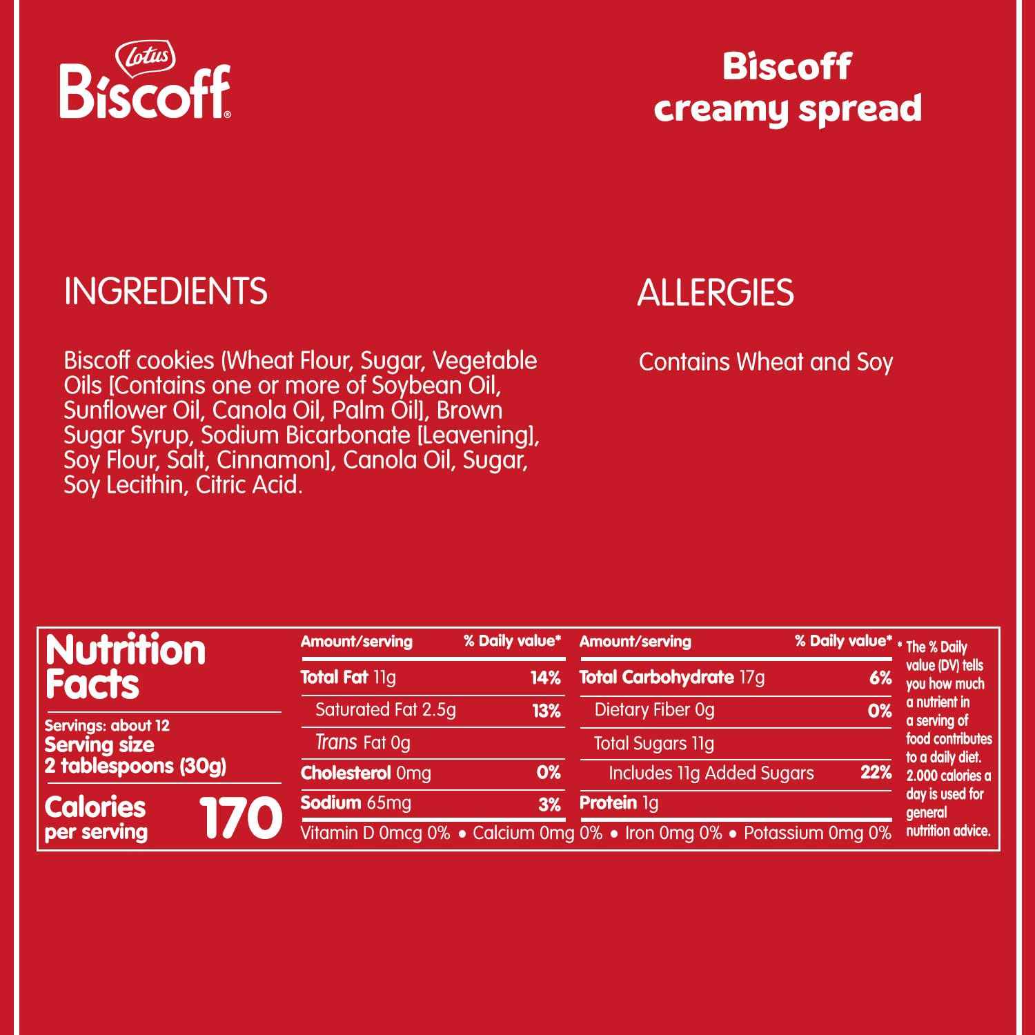 Lotus Biscoff Cookie Butter Spread – Nut-Free School Lunchbox Spread for Kids, Creamy Vegan 25.4oz