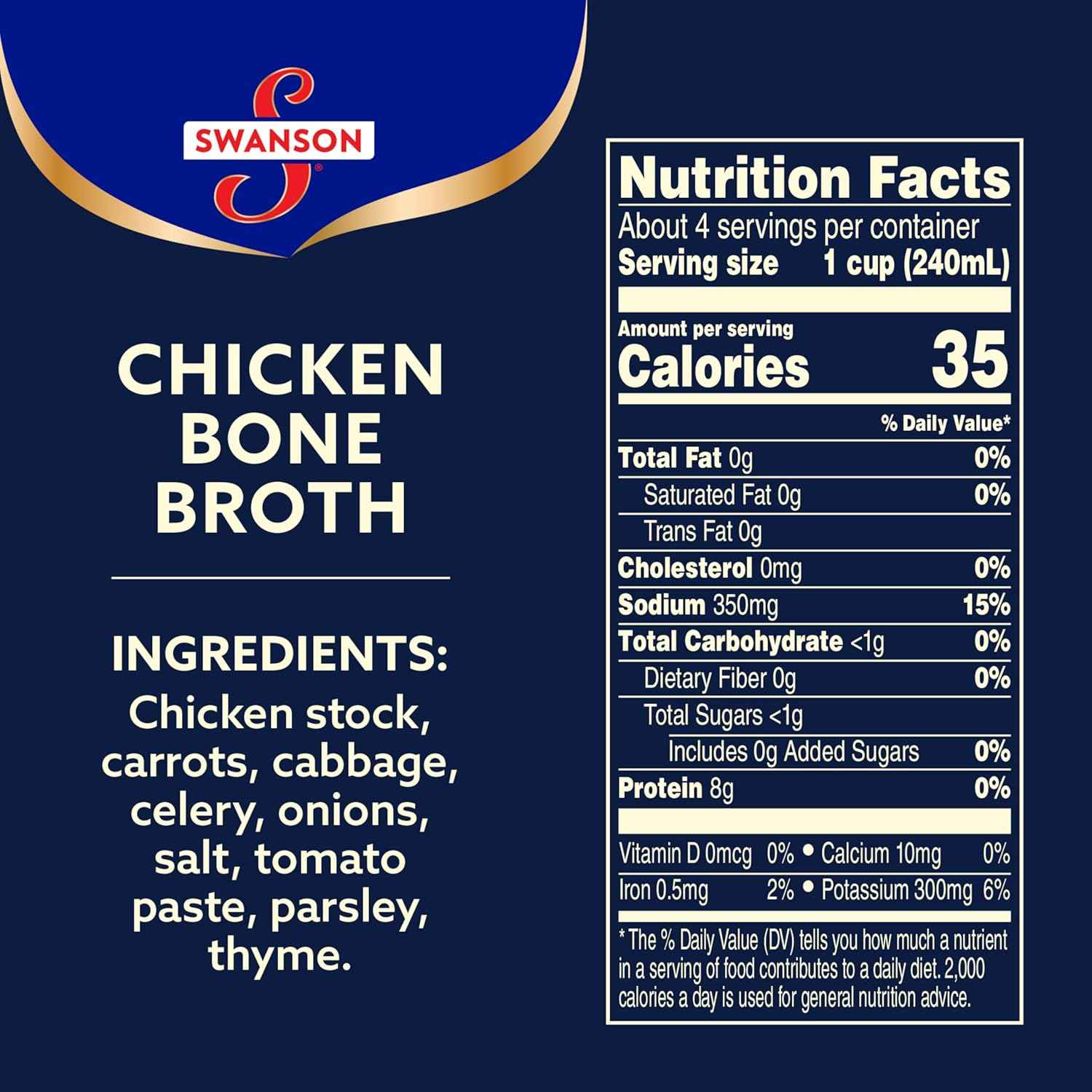 Swanson Gluten-Free Chicken Bone Broth – 32 oz Family-Friendly Cooking Base for Kid Meals