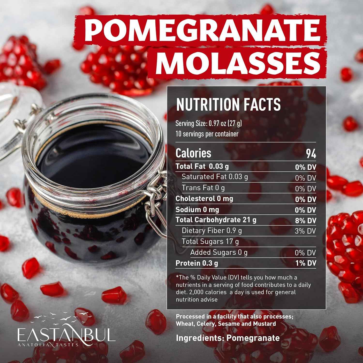 Eastanbul Pomegranate Molasses – Elegant Housewarming Present for Mediterranean Cuisine Lovers