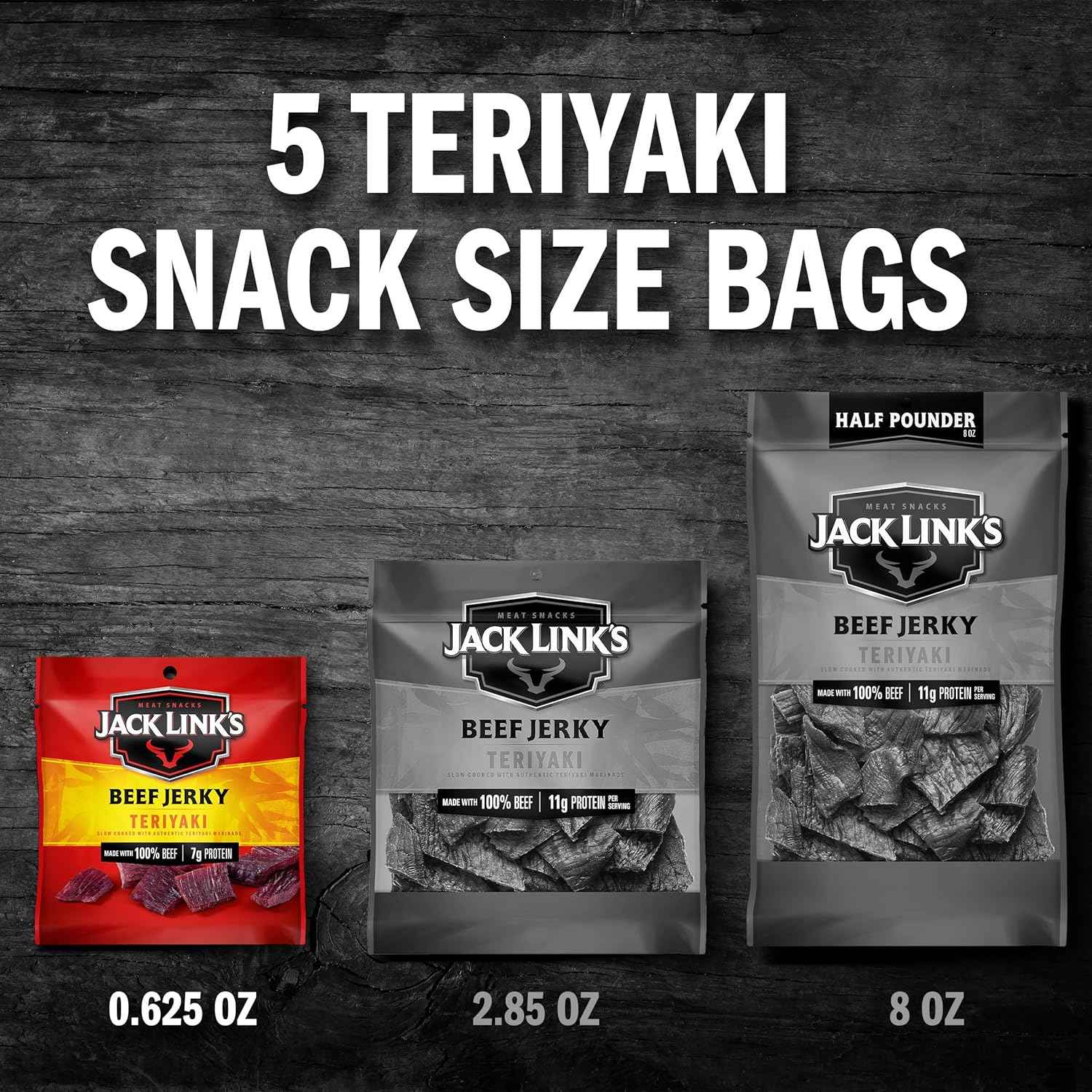 Jack Link's Beef Jerky Variety Pack - Original and Teriyaki - Kid-Approved High-Protein Lunchbox Add-In for Picky Eaters, 9 Count